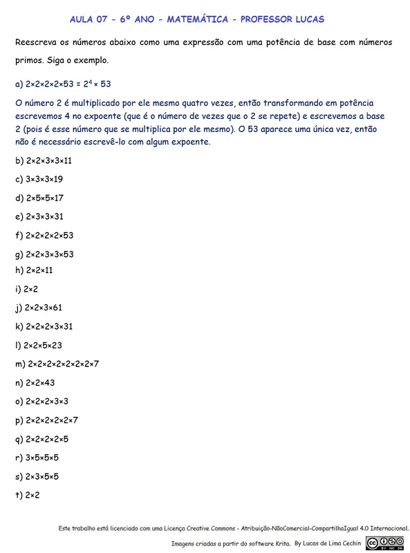 Matemática para 6º ano - PARTE II