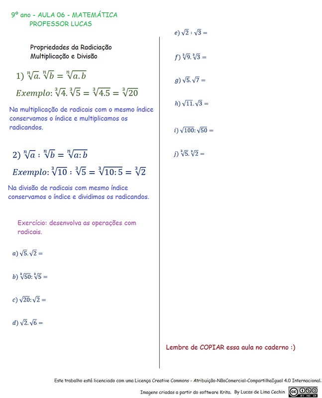 Matemática para 9º ano - PARTE I