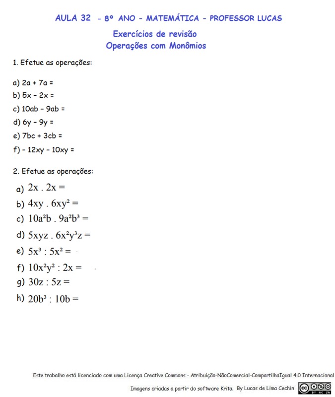 Matemática para 8º ano - PARTE III